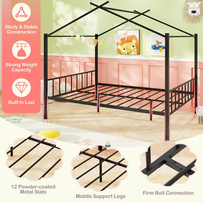 Goflame Full Size House Bed with 2 Storage Drawers