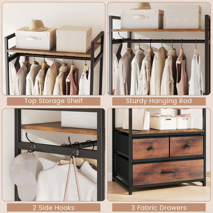 Goflame Clothes Rack with Drawers for Living Room