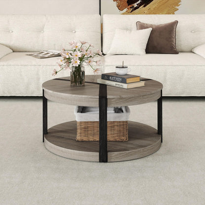 Goflame 2 Tier Round Coffee for Living Room Reception Room