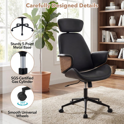 Goflame Ergonomic High Back Faux Leather Executive Chair with Headrest