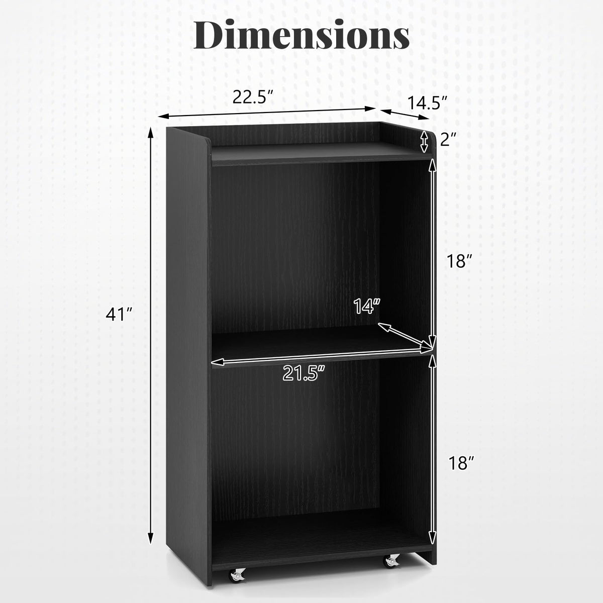 Goflame Portable Podium Stand, Lectern Podium with 2 Storage Shelves, 4 Universal Wheels, Mobile Speaking Podium Hostess Stand Pulpits