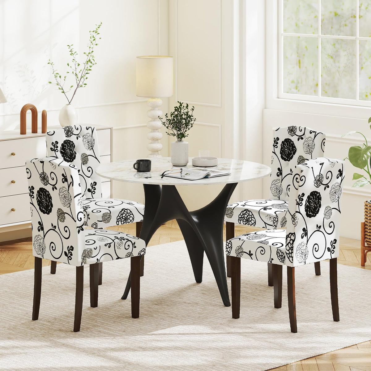 Goflame Upholstered Dining Chairs Set of 2/4 Button Tufted Fabric Upholstered Parson Chairs