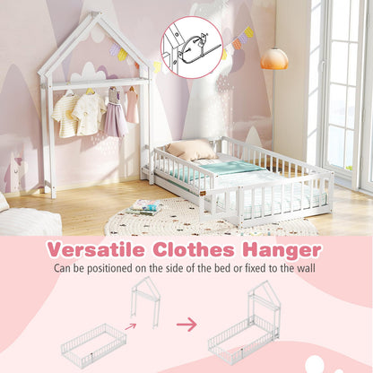 Goflame Twin House Floor Bed for Kids