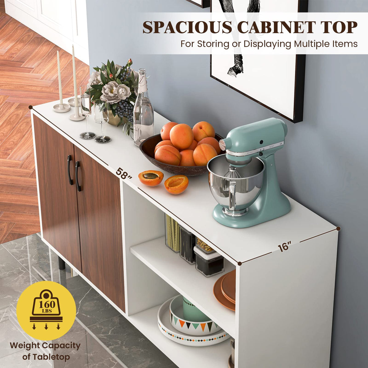 Goflame Buffet Sideboard, Modern Storage Cabinet
