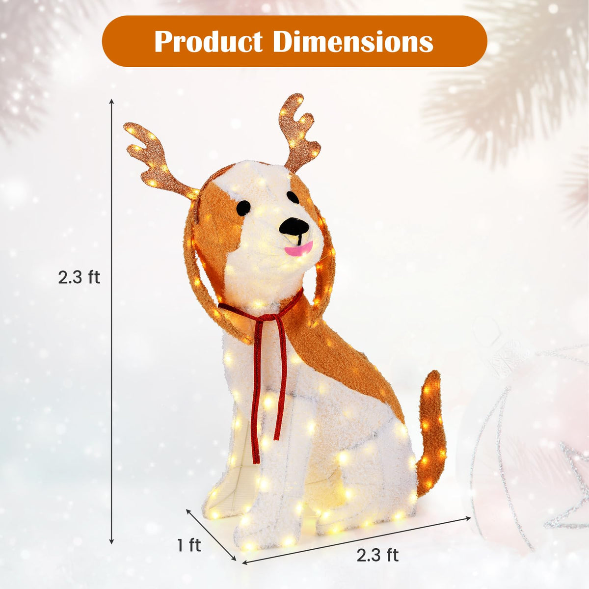 Goflame Lighted Christmas Dog, Indoor Outdoor Puppy Decoration w/LED Lights