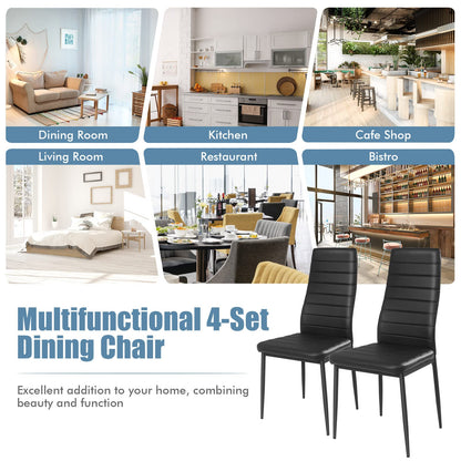 Goflame Set of 4 Dining Chairs, Upholstered Dining Side Chairs with Stain-Proof PVC Leather