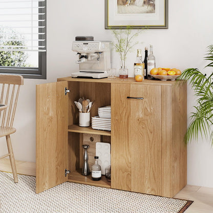 Goflame 38" Modern Storage Cabinet with 2 Doors and 4 Cubic Shelves