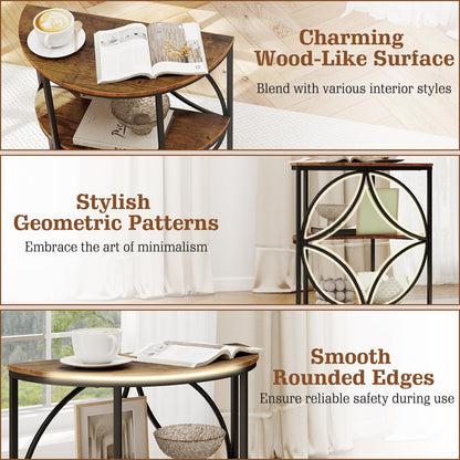 Goflame Half Round End Table 3-Tier Narrow Side Table(1/2)