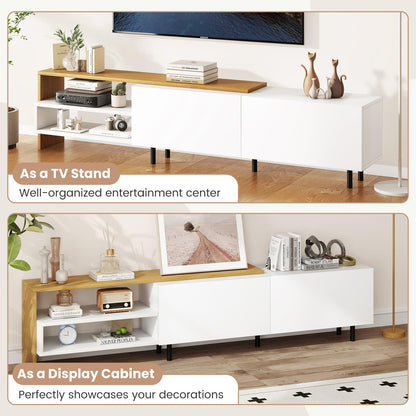 Goflame Modern TV Stand for 80 Inches TVs with Storage Shelves and Cabinets