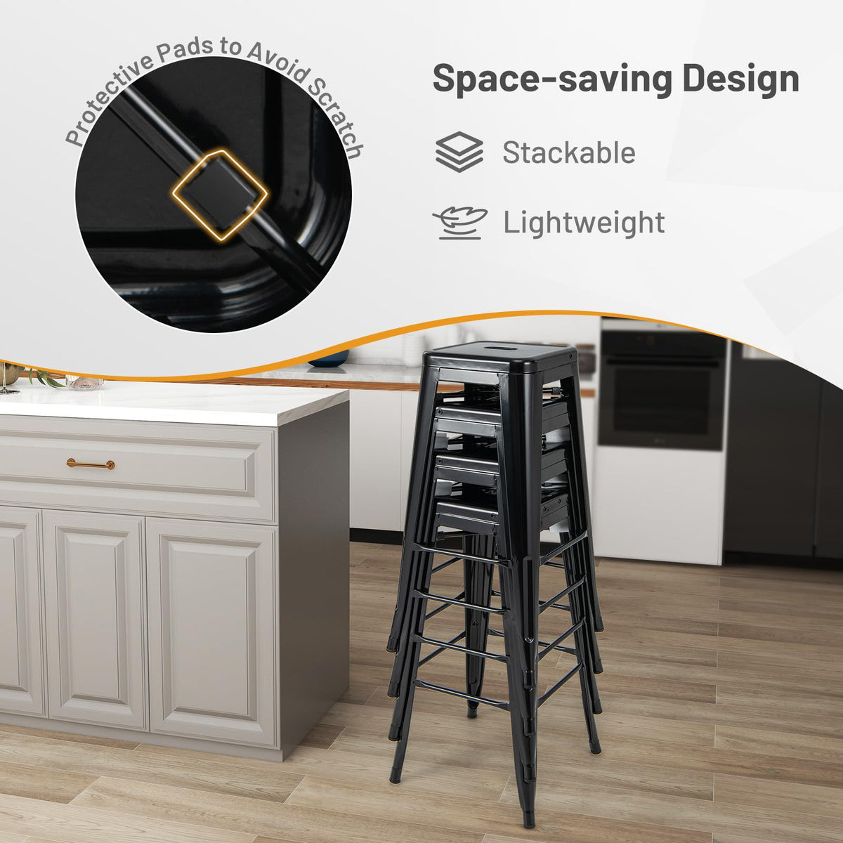 Goflame Metal Bar Stools Set of 4