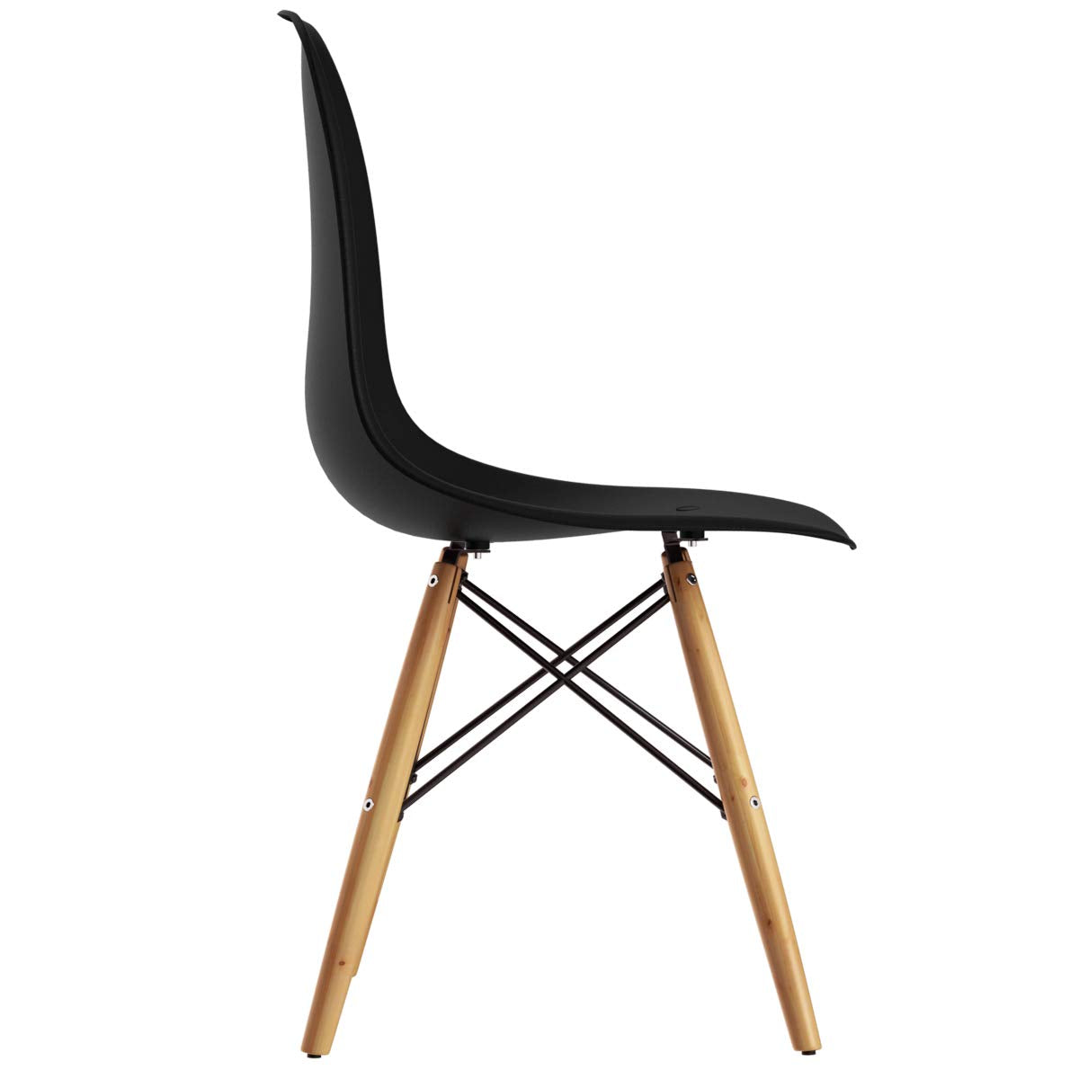 Goflame Dining DSW Chairs with Linen Cushion, Modern Mid Century Shell Chairs w/ Wood Legs