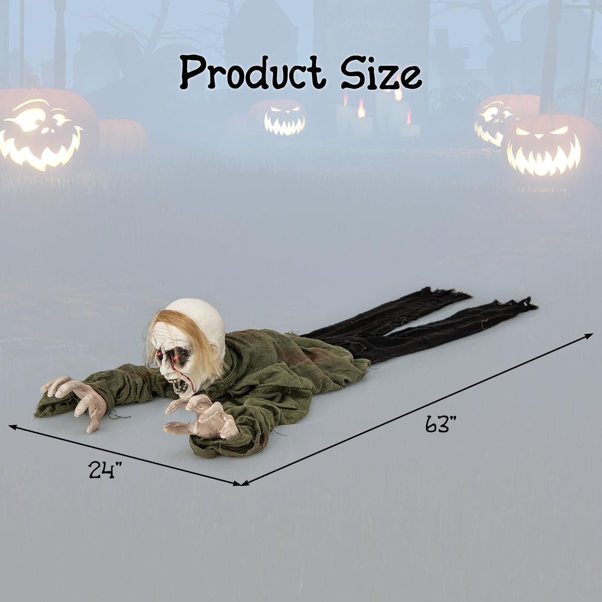 Goflame Halloween Skeleton Groundbreaker Decoration, Sound-Actived Halloween Party Decoration