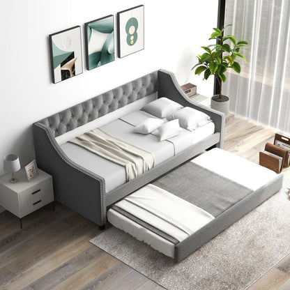 Goflame Upholstered Twin Daybed with Trundle
