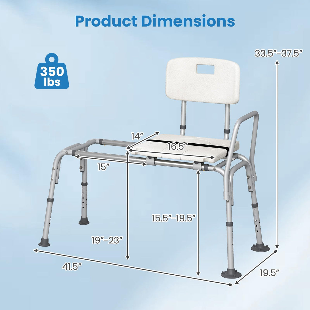 Goflame Sliding Tub Transfer Bench for Bathtub