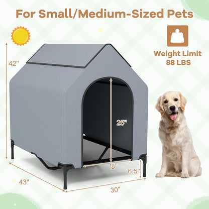 Goflame Dog House Outdoor Extra Large, Elevated Dog Bed with Weatherproof Canopy