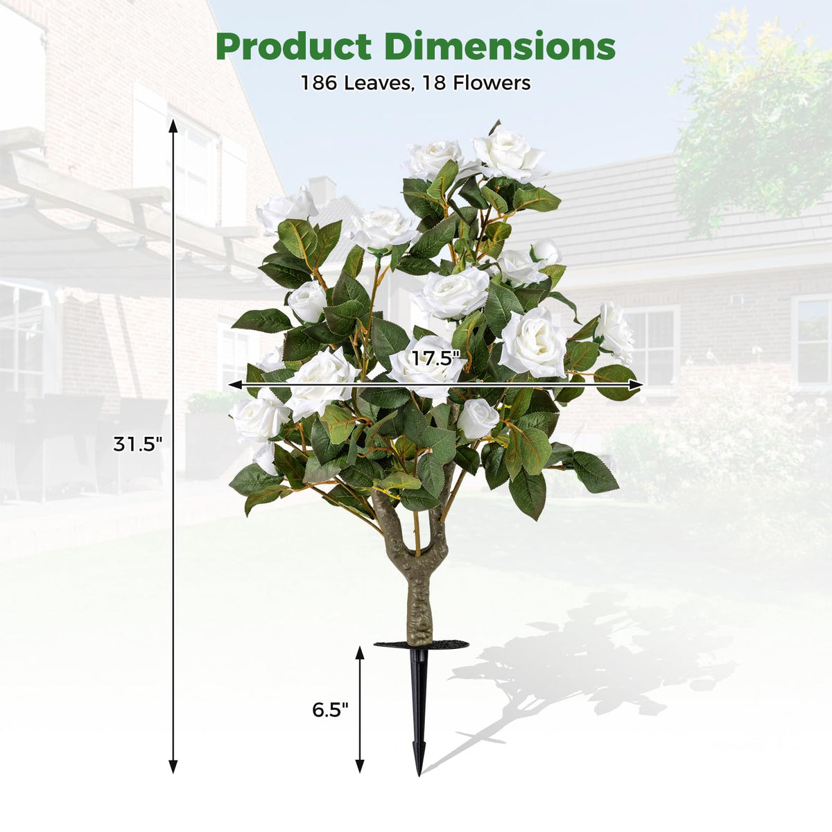 GOFLAME 31.5” Artificial Topiary Ball Trees with White Rose