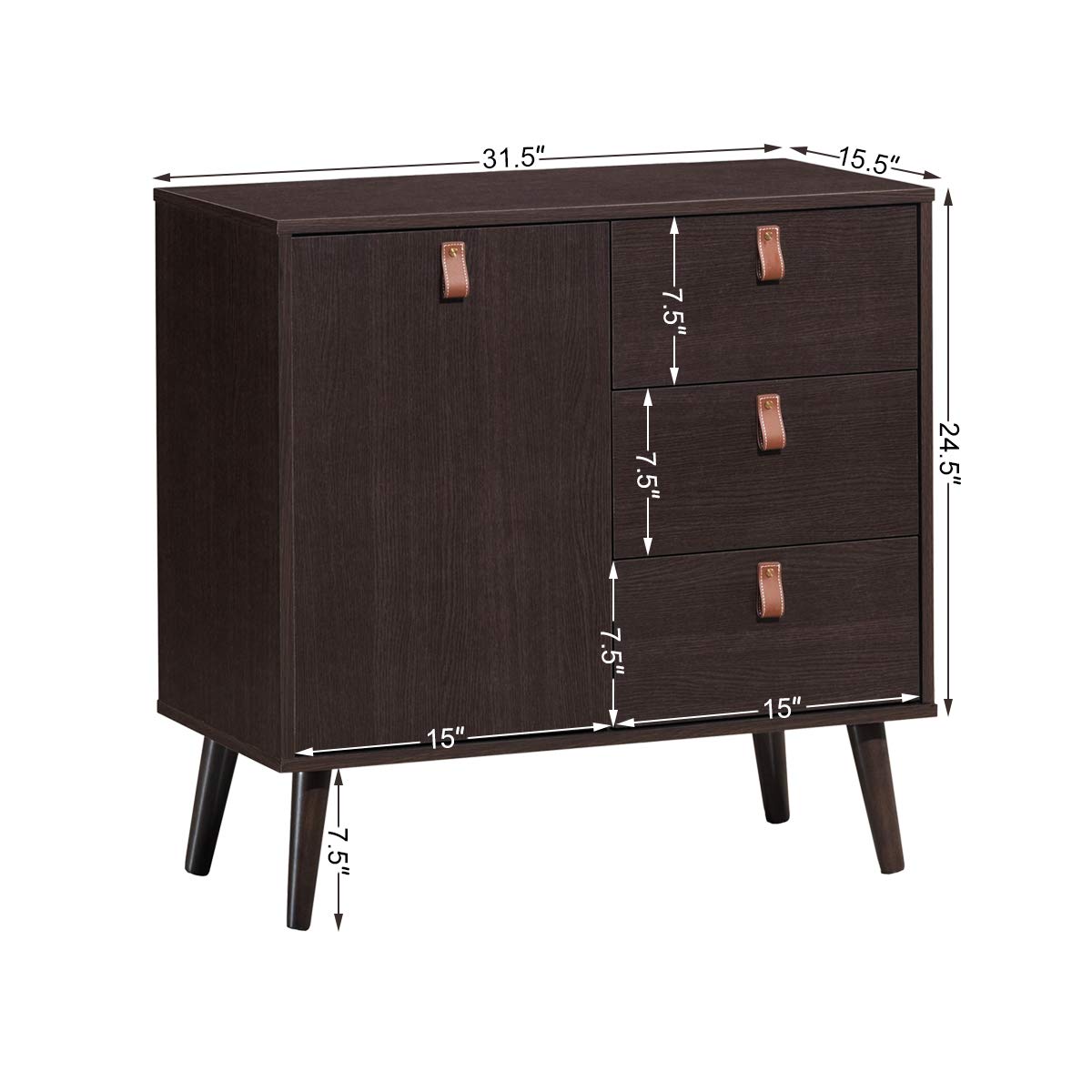 Goflame Sideboard Storage Cabinet with Doors and Adjustable Shelf (Dark Brown)