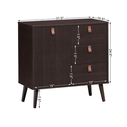 Goflame Sideboard Storage Cabinet with Doors and Adjustable Shelf (Dark Brown)