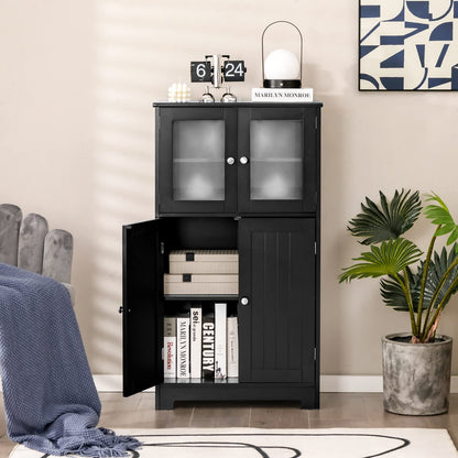 Goflame Storage Cabinet with Doors - Bathroom Floor Cabinet, Freestanding Tall Cabinet