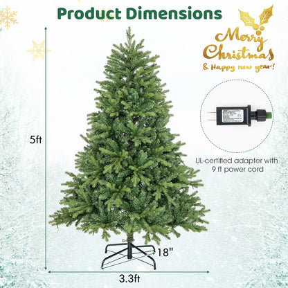 Goflame Pre-Lit Artificial Christmas Tree, Hinged Xmas Tree with Warm-White & Multi-Color LED Lights