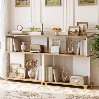 Goflame 3-Tier Geometric S Shaped Bookcase with Open Storage Shelves (1/2)