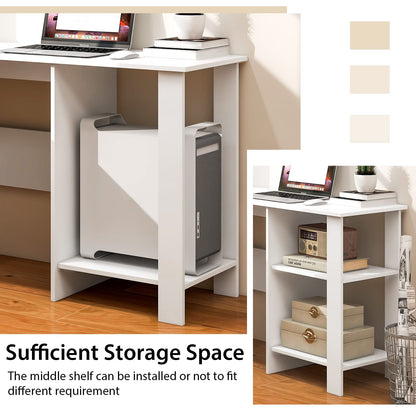 Goflame L Shaped Computer Desk, 51" Large Corner Desk with 2 Cable Holes & 2 Storage Shelves, White