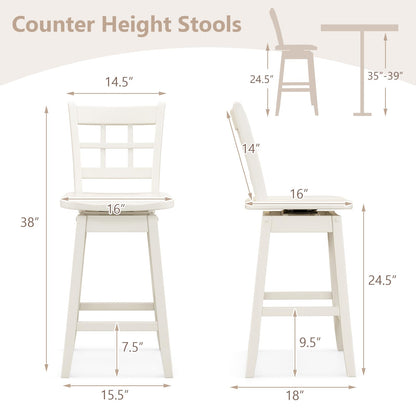 Goflame Bar Stools, Farmhouse Swivel Barstools with 6-Grid Hollow Back & Ergonomic Contoured Seat