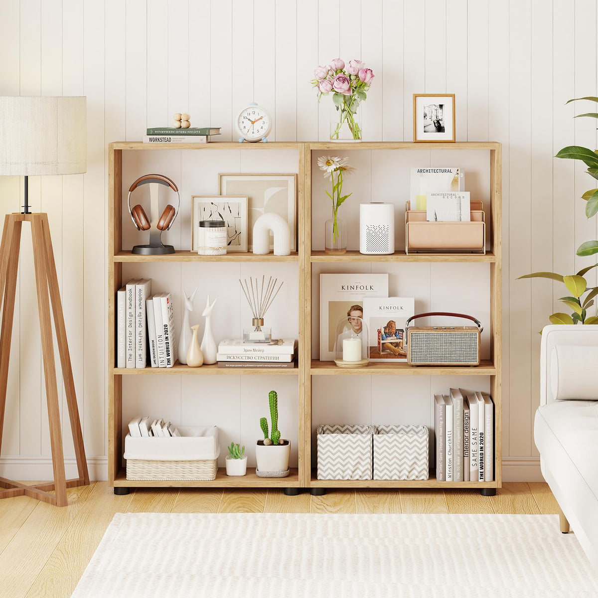 Goflame 3-Tier Bookcase with Anti-Tipping Kit for Living Room