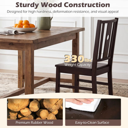Goflame Solid Rubber Wood Kitchen Chairs with Slatted Curved Backrest & Wide Seat (2/4)
