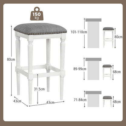 Goflame Bar Stools Set of 2, 3-Height Adjustable 19"/27"/31" Wood Barstools with Padded Seat