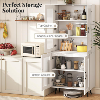 Goflame Kitchen Pantry Cabinet 70.5" Tall Cupboard with 4 Transparent Doors