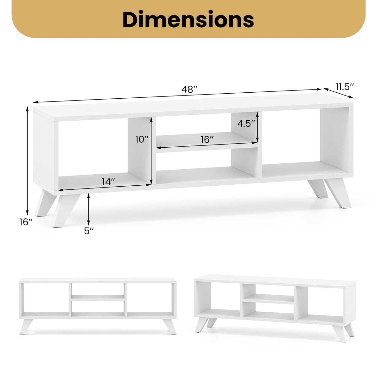 Goflame TV Stand for TVs up to 55", 4-Cubby Entertainment Center