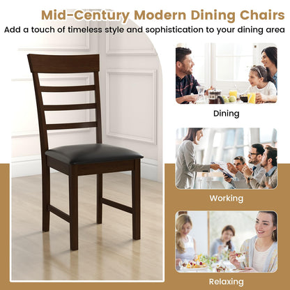 Goflame Wooden Dining Chairs Set of 2/4, PU Leather Upholstered Kitchen Chairs w/Rubber Wood Frame