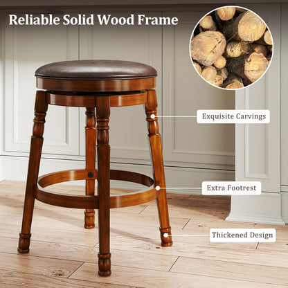 Goflame Swivel Bar Stools Set with Faux Leather Padded Seat