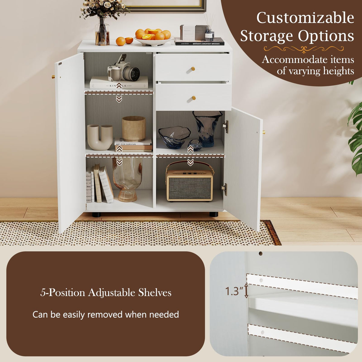 Goflame Sideboard Buffet Cabinet Modern Sideboard Storage Cabinet