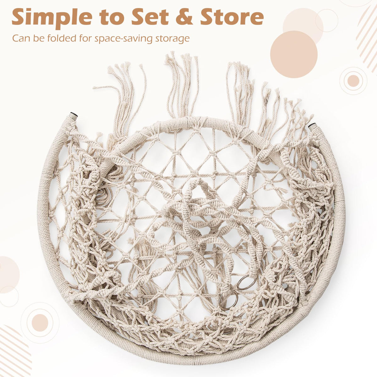 Goflame Hammock Chair | Macrame Swing Chair with Tassels