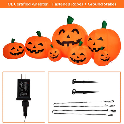 7.5 Ft Halloween Inflatable Pumpkin Patch, Inflatable Blow Up Flashing Lights 7 Pumpkins