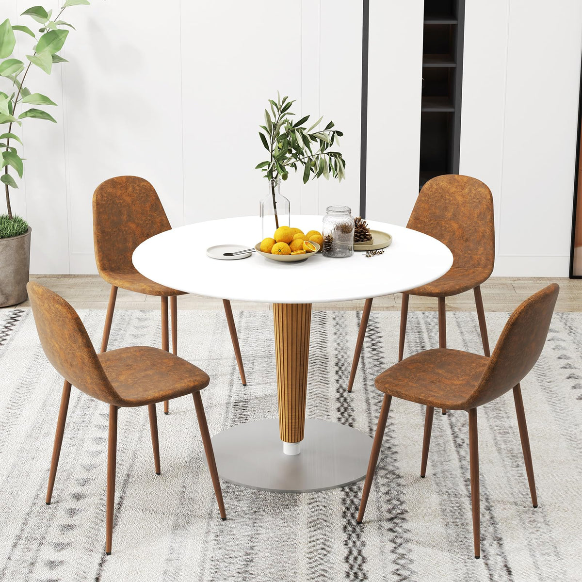Goflame Upholstered Dining Chairs Set of 4 PU Leather Kitchen Side Chairs w/Padded Seats