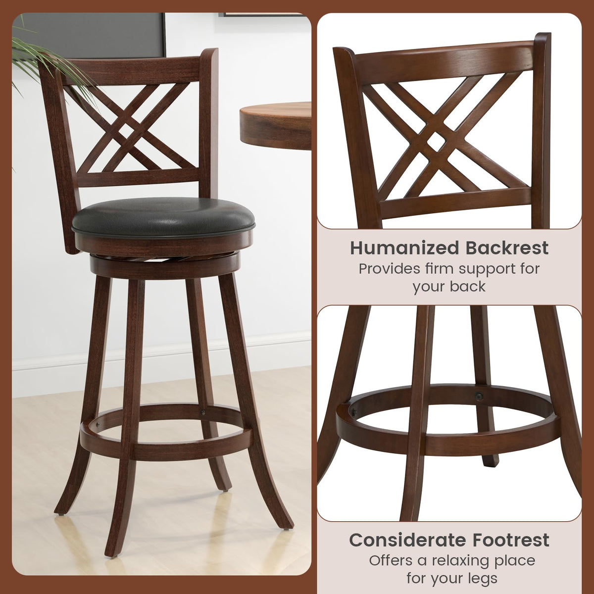 360° Swivel Barstools Set of 2 - Goflame