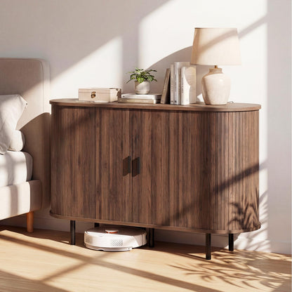 Goflame 47'' Fluted Sideboard Buffet Cabinet with Tambour Sliding Doors