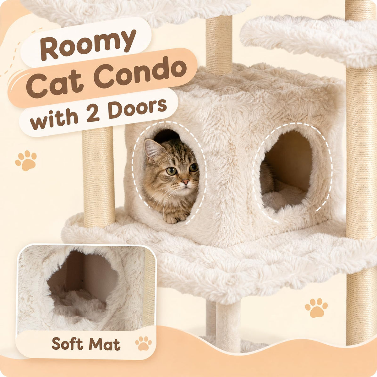 Multi-level Cat Tree with Top Perch & Cozy Condo