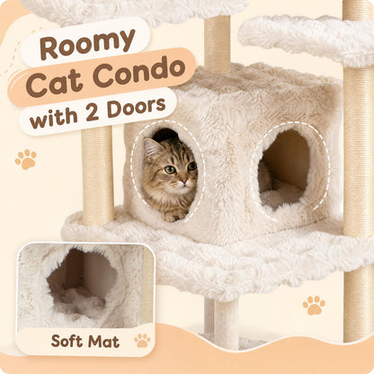 Multi-level Cat Tree with Top Perch & Cozy Condo