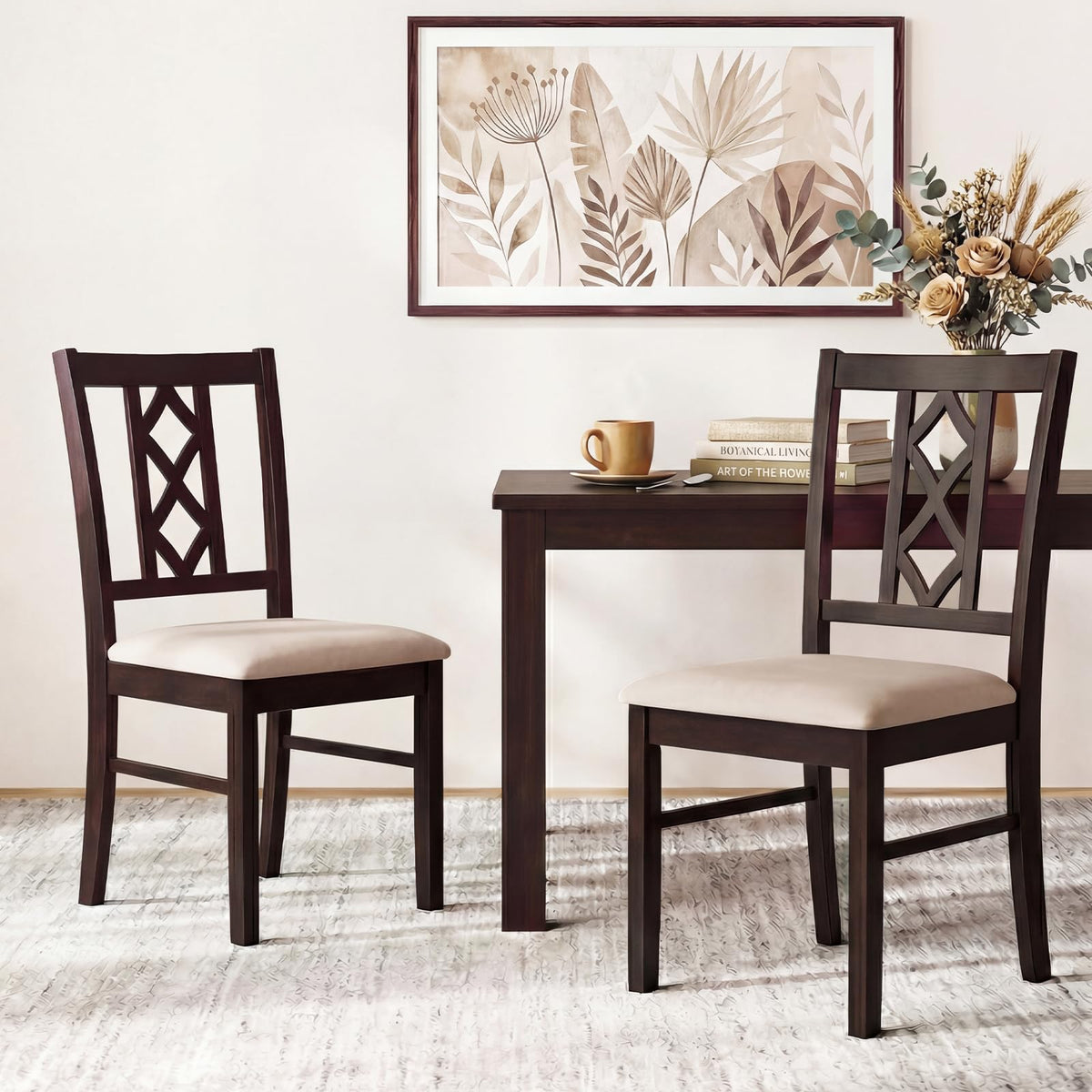 Goflame Dining Chairs Set of 2/4 Rubber Wood Dining Room Chairs
