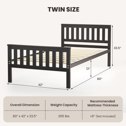 Goflame Queen/Full/Twin Size Wood Bed Frames with Headboard, Mid Century Platform Bed with Wooden Slats Support