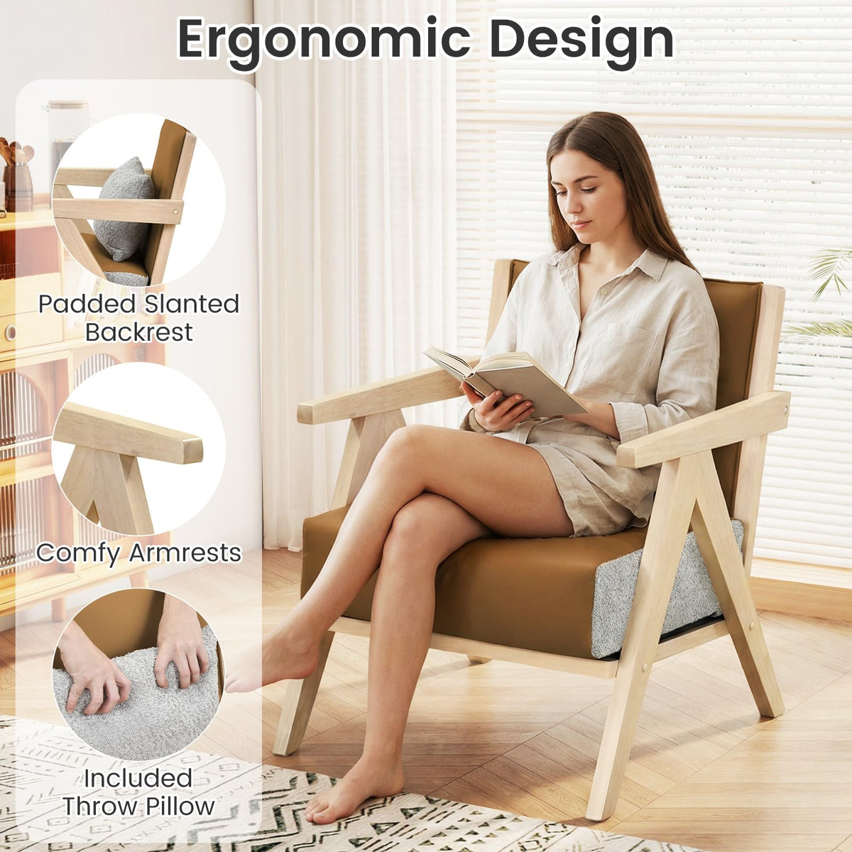 Goflame Mid-Century Modern Accent Chair for Living Room