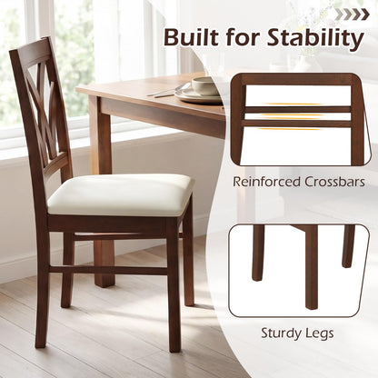 Goflame Wooden Dining Chairs Set of 2/4 Farmhouse Upholstered Kitchen Chairs