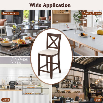 Goflame Farmhouse Counter Height Bar Stools with Footrest (2/4)