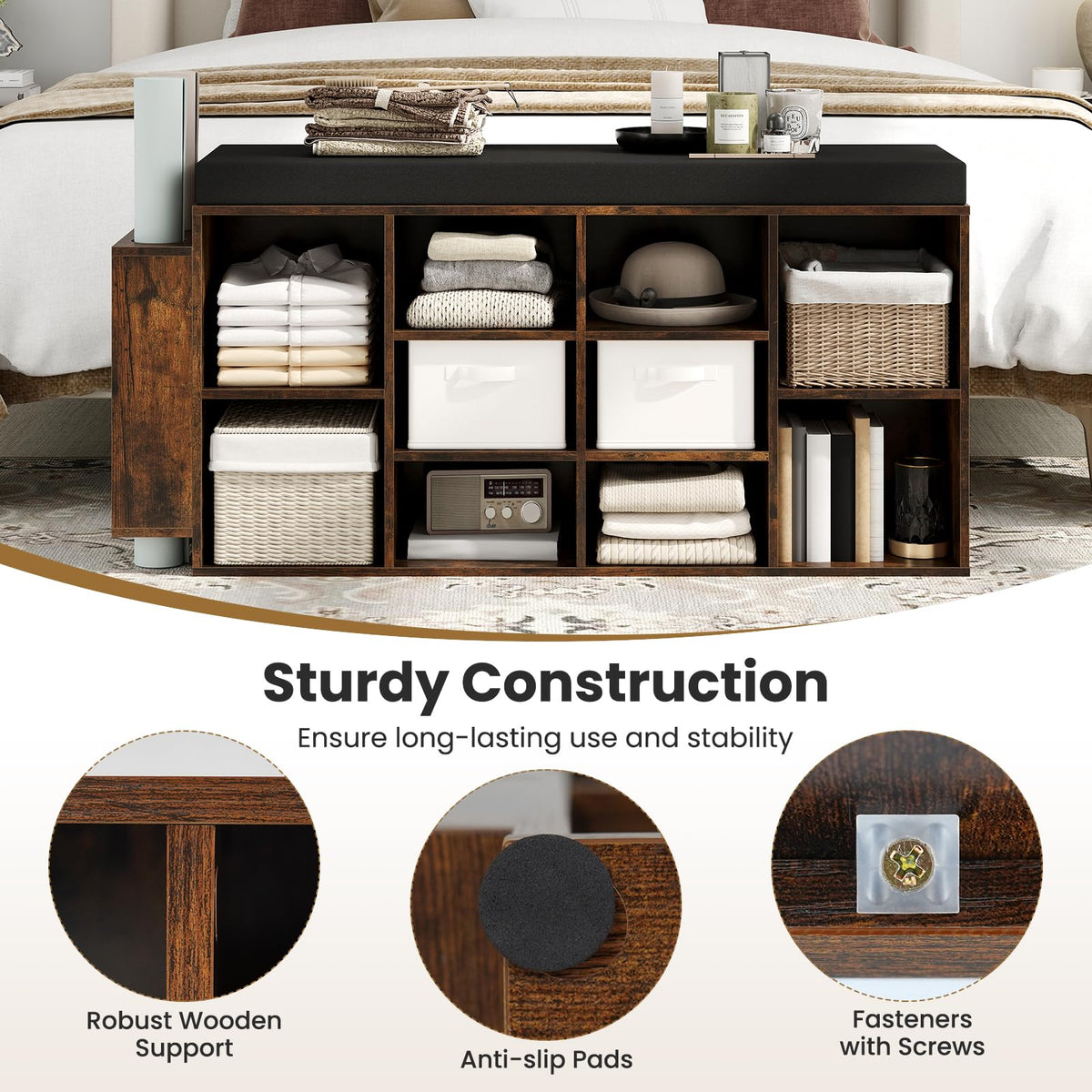 Goflame Shoe Storage Bench with Umbrella Stand