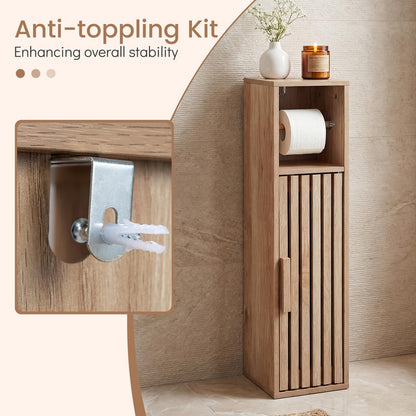 Goflame Slim Bathroom Freestanding Toilet Paper Holder Stand with Door