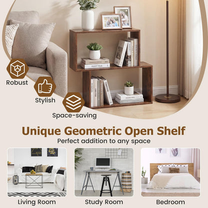 Goflame Geometric Bookcase Side Table with Open Storage